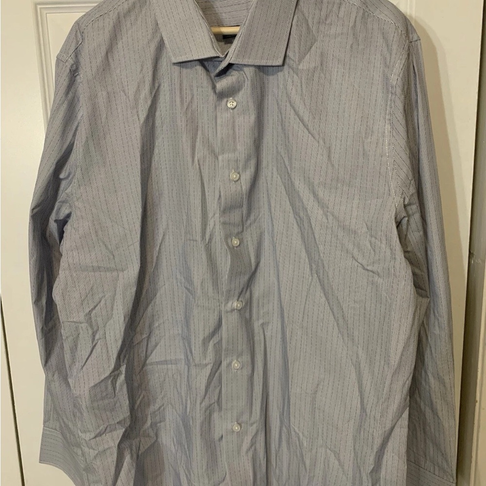 Vintage 80s Structure Mens Sz XXL‎ Button Shirt Fashion Blue Striped